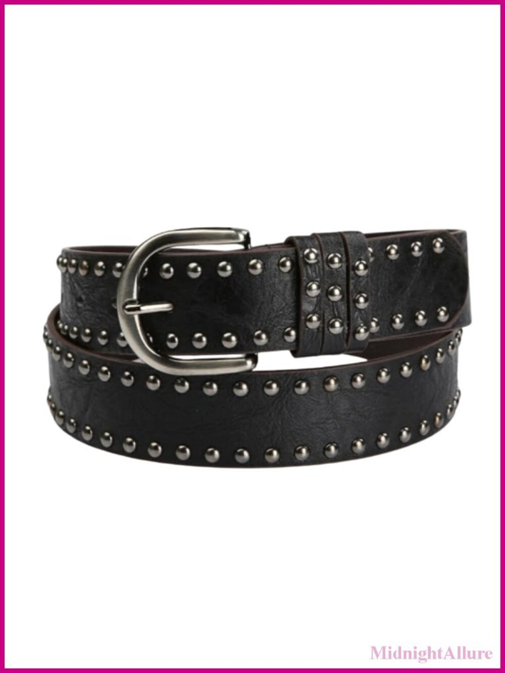 Faux Leather Rivets Belt Studded Silver Buckle Punk Rock Jeans Pants Dresses